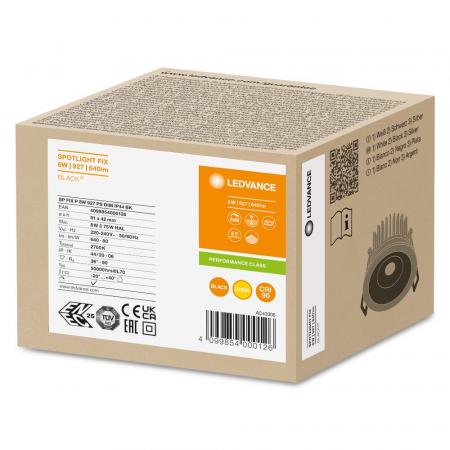 LEDVANCE Spot fix 8W 2700K LED Einbauleuchte dimmbar IP44 schwarz